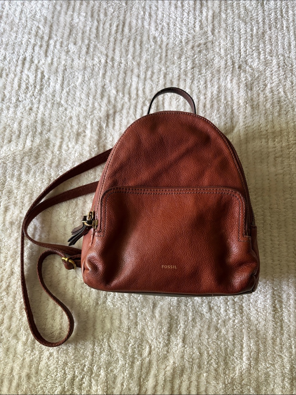 Fossil Brown Leather Mini Backpack